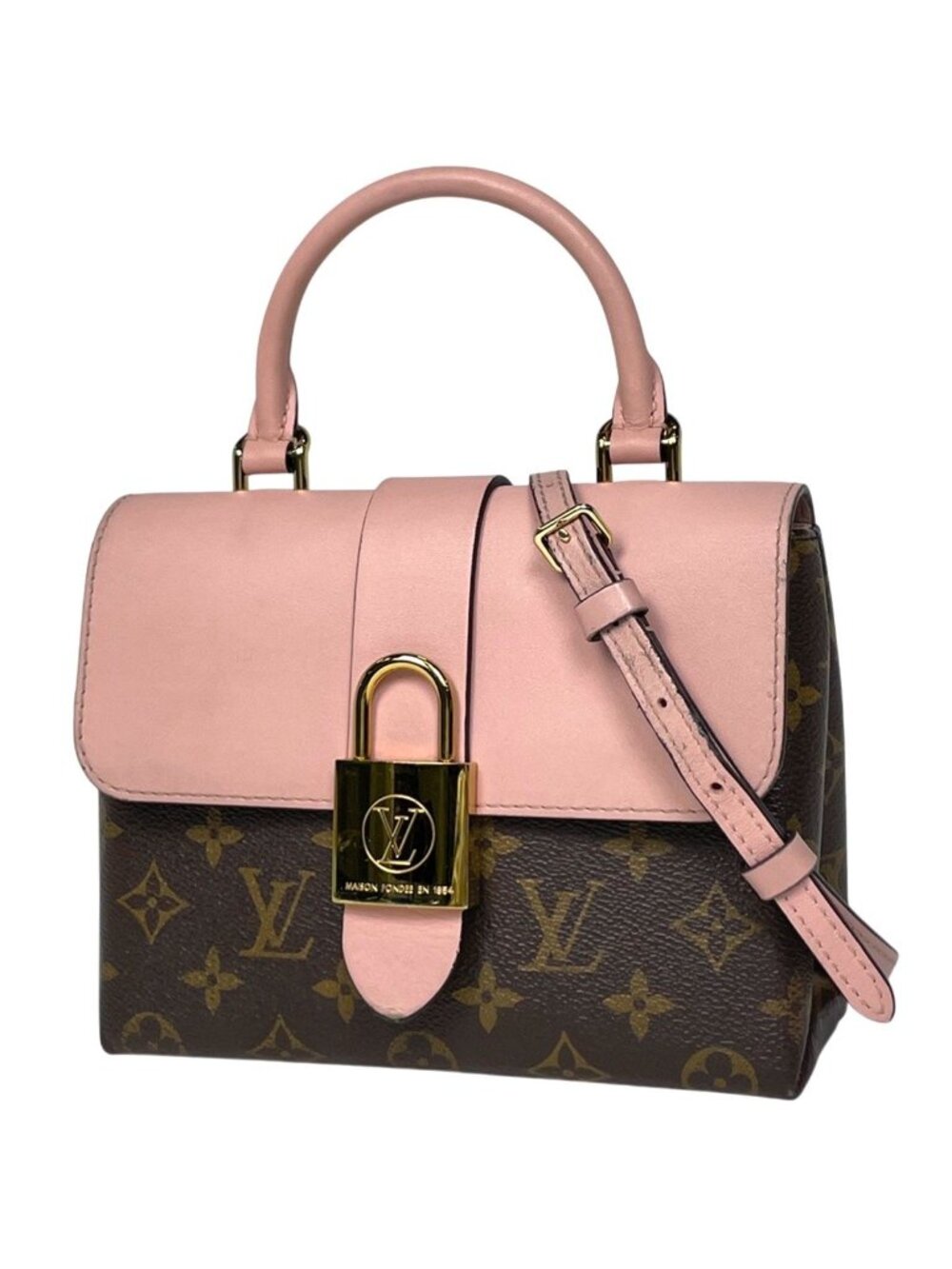 Louis Vuitton Locky BB 2-Way Handbag Monogram Brown Rose Poodle